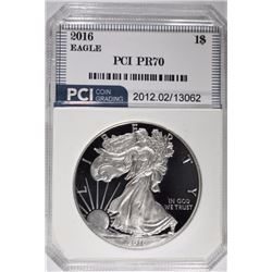 2016-W AM. SILVER EAGLE, PCI PERFECT GEM PROOF