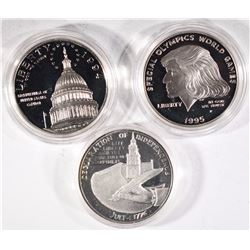 3- SILVER COMMEM. DOLLARS IN ORIGINAL CAPS