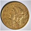 Image 1 : 1872-S $20.00 GOLD LIBERTY, XF/AU SCARCE DATE