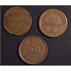 (3) 1863 CIVIL WAR TOKENS FROM N.Y.