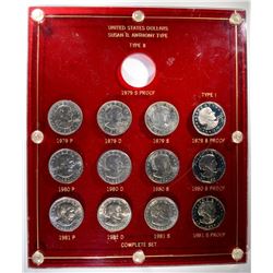 1979-1881-S PROOF SBA DOLLAR SET, NO 79-S T-2