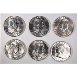 4-1960-D & 2-61-D BU FRANKLIN HALF DOLLARS
