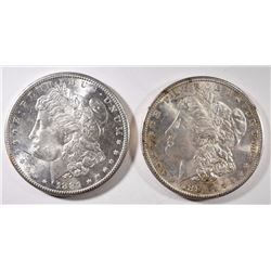 (2) 1881-S MORGAN SILVER DOLLARS, CH BU