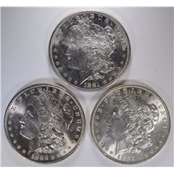 1881-S, 1886, & 1887 MORGAN DOLLARS, CH BU