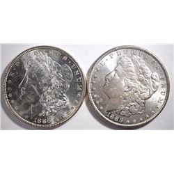 (2) 1886 MORGAN SILVER DOLLARS, CHOICE BU
