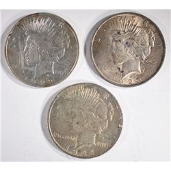 1922, 1923, 1924 PEACE DOLLARS