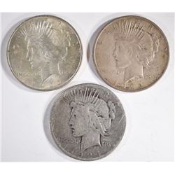 1922, 1922-D, 1924-S PEACE DOLLARS