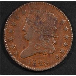 1828 HALF CENT BROWN UNC  NICE