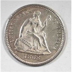 1868 HALF DIME  CH BU  WHITE, RARE