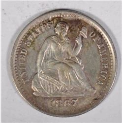 1867-S HALF DIME CH BU RARE DATE