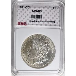 1891-CC MORGAN DOLLAR RNG CH BU