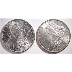 1884 & 1886 MORGAN SILVER DOLLARS, CH BU