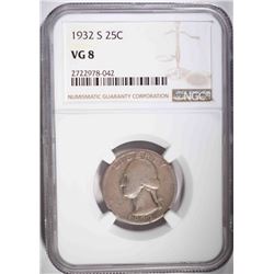 1932-S WASHINGTON QUARTER, NGC VG-8