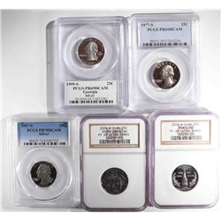 5- GRADED WASHINGTON QUARTERS, NGC AND PCGS