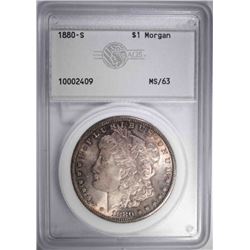 1880-S MORGAN SILVER DOLLAR, AGS CH BU