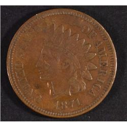 1871 INDIAN CENT, XF/AU