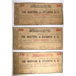 (3) 50 CENT NOTES FOR WESTERN & ATLANTIC R.R.