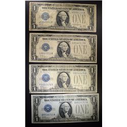 4- 1928-A SILVER CERTS "FUNNY BACK NOTES" NICE CIR