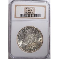 1887 MORGAN SILVER DOLLAR NGC MS 63