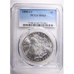 1890-CC MORGAN SILVER DOLLAR, PCGS MS-63
