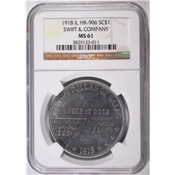 1918 ILLINOIS SO CALLED DOLLAR HK-906 NGC MS61