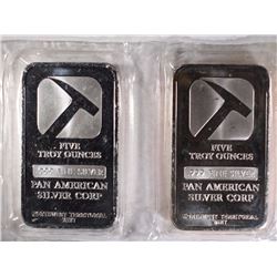 2-FIVE OUNCE .999 SILVER BARS-PAM AM SILVER CORP