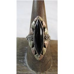 Black Hills Gold on Sterling Silver Onyx Ring