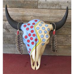 Painted Buffalo Skull By Oglala Sioux Artist Mary Cuny Pine Ridge South Dakota