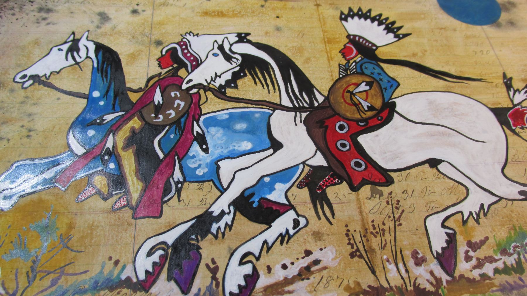 Original Ledger Art by Thurman Horse Pine Ridge South Dakota
