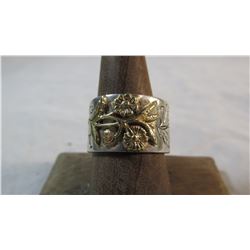 Designer Noy Li Sterling Silver 14k Floral Band Ring