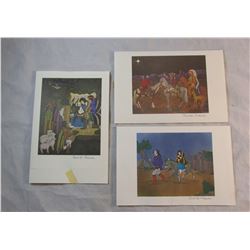 Lot of 3 Original Signed Pablita Velarde Christmas Cards