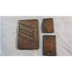3 Vintage Letterpress Engraving Plates