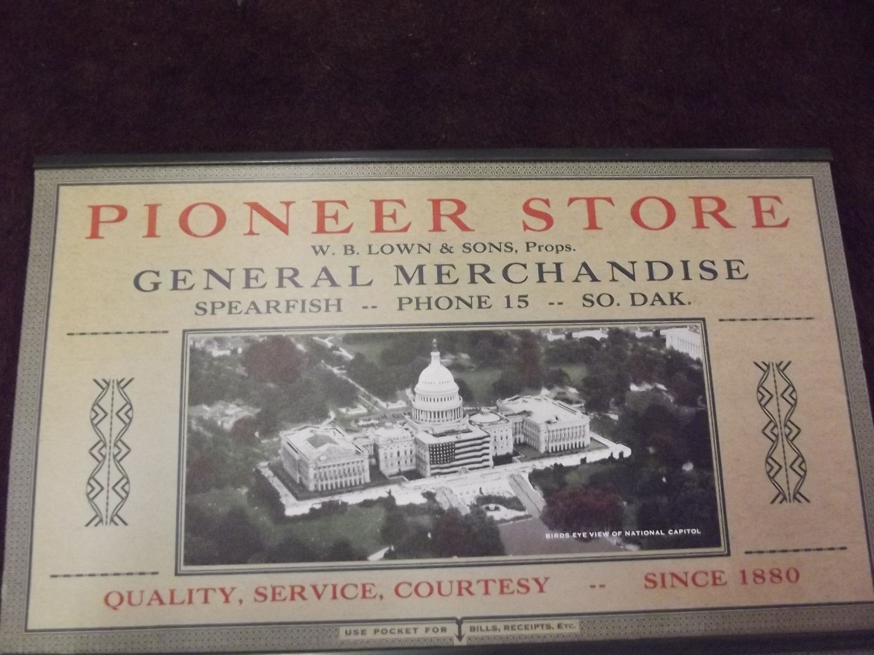 1936 Calendar from The Pioneer Store in Spearfish SD