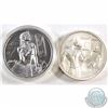 Image 1 : Anubis & Cleopatra 2oz .999 Fine Silver Rounds. Cleopatra comes encapsulated (Anubis is toned). 2pcs