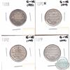 Image 1 : Lot of 4x Canada 25-cent G-VG Dated 1888, 1890H, 1892 & 1899. The coins have various impairments. 4p