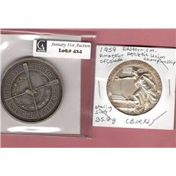 Lot of 2 Sports Silver Medals: 1959 Amateur Athletic Union of Canada Championship Sterling Silver Me