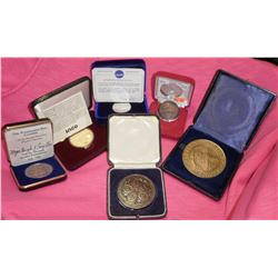 Lot of 6 Token/Medallions: 1814 One Penny Token– Richard Hurd VG-F (Cld) LC-52; Institute of British