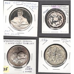 Lot of 4 Silver Medallions: 1974 Canadian Postmasters/St. Laurent Postmaster .925 one ounce (picture