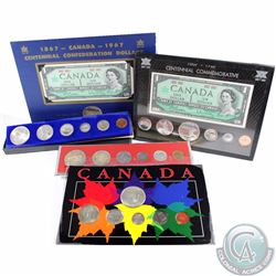 Estate lot of 1867-1967 Canada 150th Anniversary 6-coin year sets in various display. Please view sc