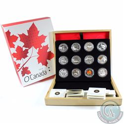 2013 Complete O Canada Series $10 Fine Silver 12-Coin Set with Deluxe Wooden Box (TAX Exempt).