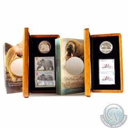 2004 $8 The Great Grizzly & 2005 $5 The Atlantic Walrus and Calf Sterling Silver Coin and Stamp Sets