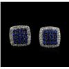 Image 1 : 0.93 ctw Sapphire and Diamond Earrings - 14KT White Gold