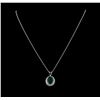 Image 1 : 3.40 ctw Emerald and Diamond Pendant With Chain - 14KT White Gold