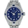 Rolex Ladies Stainless Steel Blue Diamond & Sapphire Datejust Wristwatch