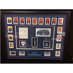 1961-62 TORONTO MAPLE LEAFS TEAM SIGNED FRAMED COLLAGE W/ AUTHENTIC NEAR  MINT CARDS