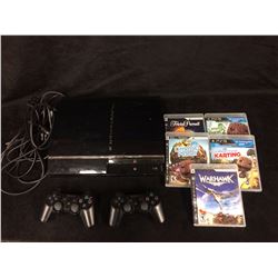 PLAYSTATION 3 GAMING SYSTEM W/ WIRELESS CONTROLLERS & FIVE GAMES