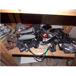 SHELF OF ASSORTED CAMERAS