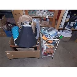 WIRE BIN UNIT & CONTENTS, POOL NOODLE & BOX MISC