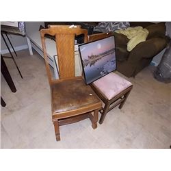 VINTAGE OAK SIDE CHAIRS - 2 TTL