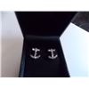 Image 2 : EARRINGS - TOTAL OF 28 ROUND FACETED CUBIC ZIRCONIA IN STERLING SILVER ANCHOR DESIGNED SETTING WITH 